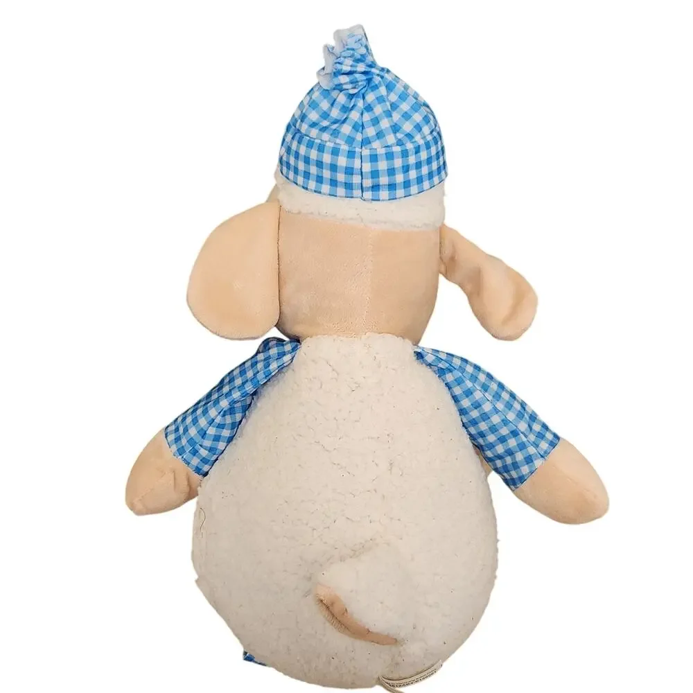 Deadstock VTG Sugar Loaf Spring Plush Lamb Blue Gingham Pajamas Claw Machine Toy